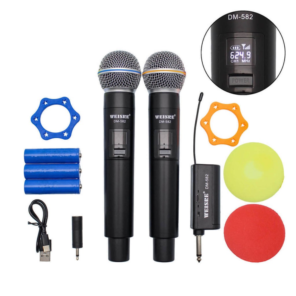 σετ-ασύρματα-μικρόφωνα-karaoke-2-τεμάχια-dm-582-weisre